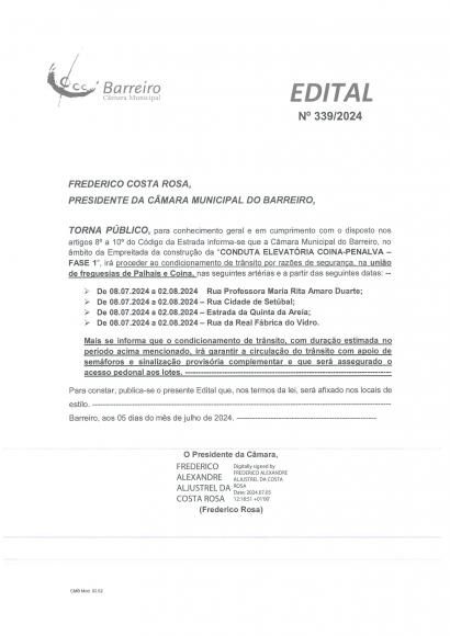 Condicionamento de Trânsito - 8 Julho a 2 de Agosto